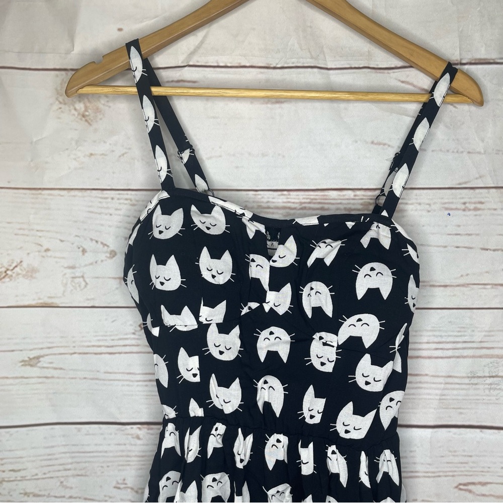 A.U.W. • Black Mini Dress • Cat Print • Medium • Padded • White Cats - Picture 7 of 7
